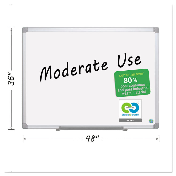 Earth Silver Easy Clean Dry Erase Boards, 48" x 36", White Surface, Satin Aluminum Frame