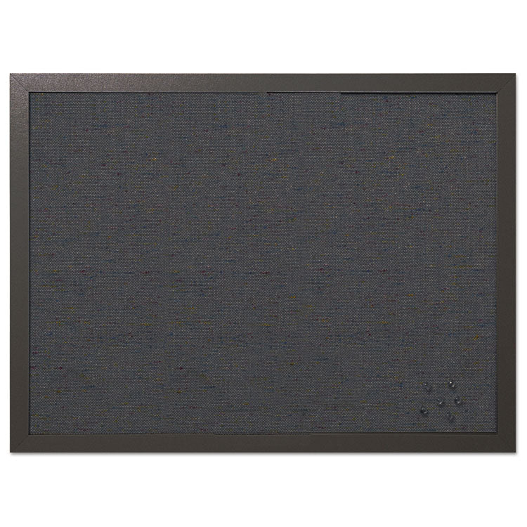 Designer Fabric Bulletin Board, 24" x 18", Black Surface, Black Fiberboard (MDF) Frame