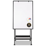 Creation Station Magnetic Dry Erase Board, 29.5" x 74.88", White Surface, Black Metal Frame