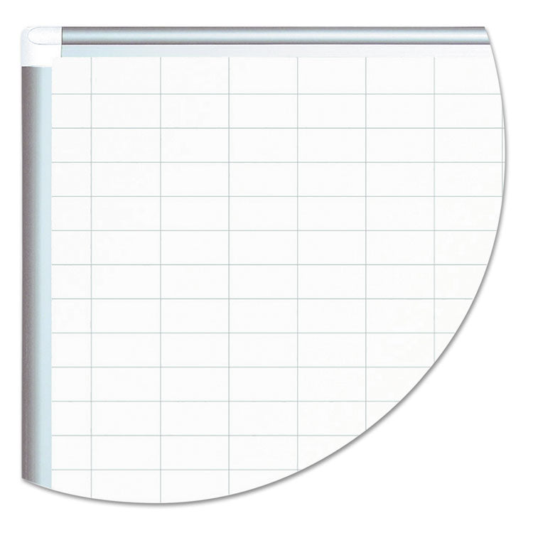 Gridded Magnetic Steel Dry Erase Project Planning Board, 2" x 3" Cells, 48" x 36", White Surface, Satin Aluminum Frame