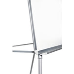 Silver Easy Clean Dry Erase Quad-Pod Presentation Easel, 28" x 39.5", White Surface, Black/Satin Aluminum Frame