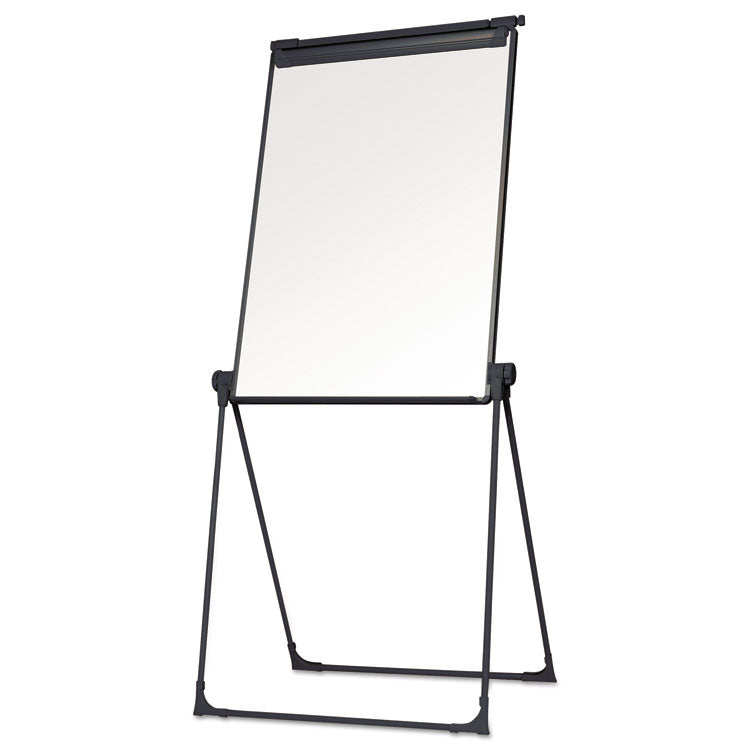 Folds-to-a-Table Melamine Easel, 28.5" x 37.5", White Surface, Black Steel Frame