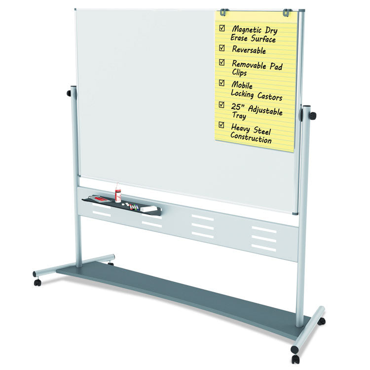 Revolver Easel, Horizontal Orientation, 70.8" x 47.2", White Surface, Satin Aluminum Frame