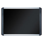 Soft-touch Bulletin Board, 36" x 24", Black Surface, Black/Satin Aluminum Frame