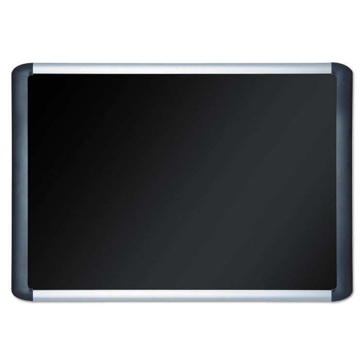 Soft-touch Bulletin Board, 36" x 24", Black Surface, Black/Satin Aluminum Frame