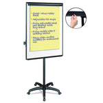 Silver Easy Clean Dry Erase Mobile Presentation Easel, 27.5" x 39", White Surface, Black Aluminum/Steel Frame