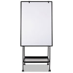Creation Station Dry Erase Board, 29.5" x 74.88", White Surface, Black Metal Frame