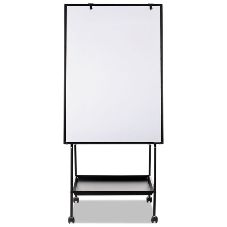 Creation Station Dry Erase Board, 29.5" x 74.88", White Surface, Black Metal Frame