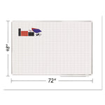 Gridded Magnetic Steel Dry Erase Project Planning Board, 1" x 2" Cells, 72" x 48", White Surface, Satin Aluminum Frame