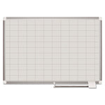 Gridded Magnetic Steel Dry Erase Project Planning Board, 2" x 3" Cells, 48" x 36", White Surface, Satin Aluminum Frame