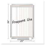 In-Out Magnetic Dry Erase Board, 30-Person Tracking, 24" x 36", White Surface, Satin Aluminum Frame