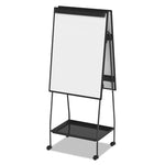Creation Station Dry Erase Board, 29.5" x 74.88", White Surface, Black Metal Frame