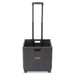 Collapsible Mobile Storage Crate, Plastic, 18.25 x 15 x 18.25 to 39.37, Black