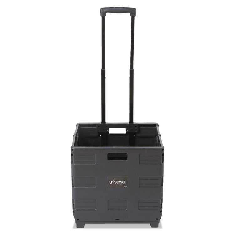 Collapsible Mobile Storage Crate, Plastic, 18.25 x 15 x 18.25 to 39.37, Black