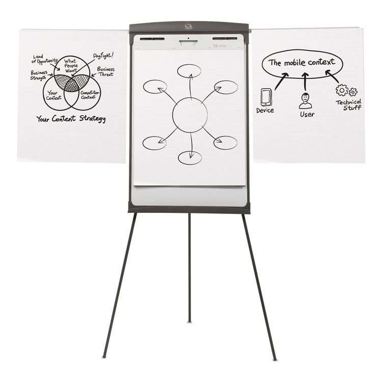 Magnetic Dry Erase Easel, 27" x 35", Graphite Surface, Graphite Gray Plastic Frame
