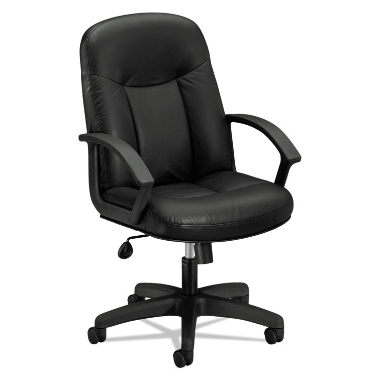 Hvl601 Series Executive High-Back Leather Chair, Supports Up To 250 Lb, 17.44" To 20.94" Seat Height, Black