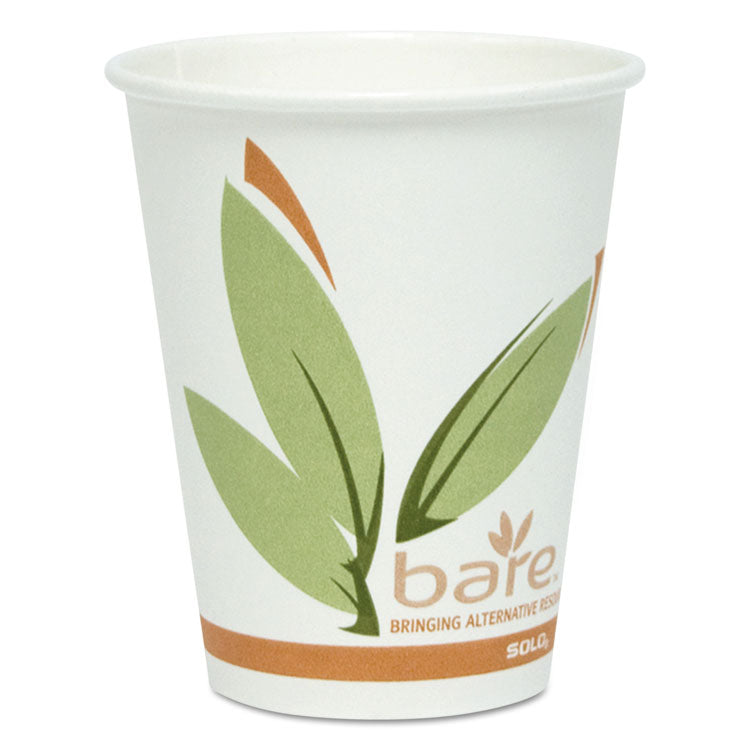 Bare Eco-Forward Recycled Content PCF Wrapped Paper Hot Cups, 10 oz, Green/White/Beige, 480/Carton