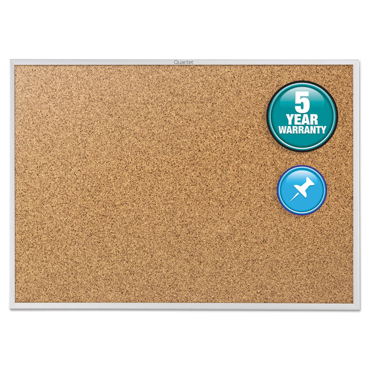 Classic Series Cork Bulletin Board, 96" x 48", Tan Surface, Anodized Aluminum Frame