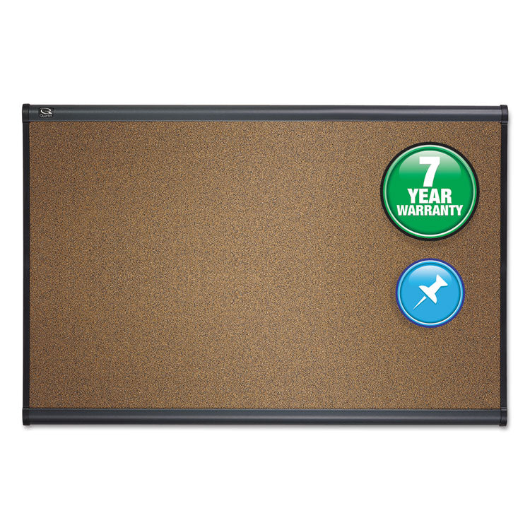 Prestige Colored Cork Bulletin Board, 48" x 36", Brown Surface, Graphite Gray Fiberboard/Plastic Frame