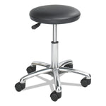 Height-Adjustable Lab Stool, Backless, Supports Up To 250 Lb, 16" To 21" Seat Height, Black Seat, Chrome Base