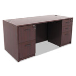 Alera Valencia Series Full Pedestal File, Left Or Right, 2 Legal/letter-Size File Drawers, Mahogany, 15.63" X 20.5" X 28.5"