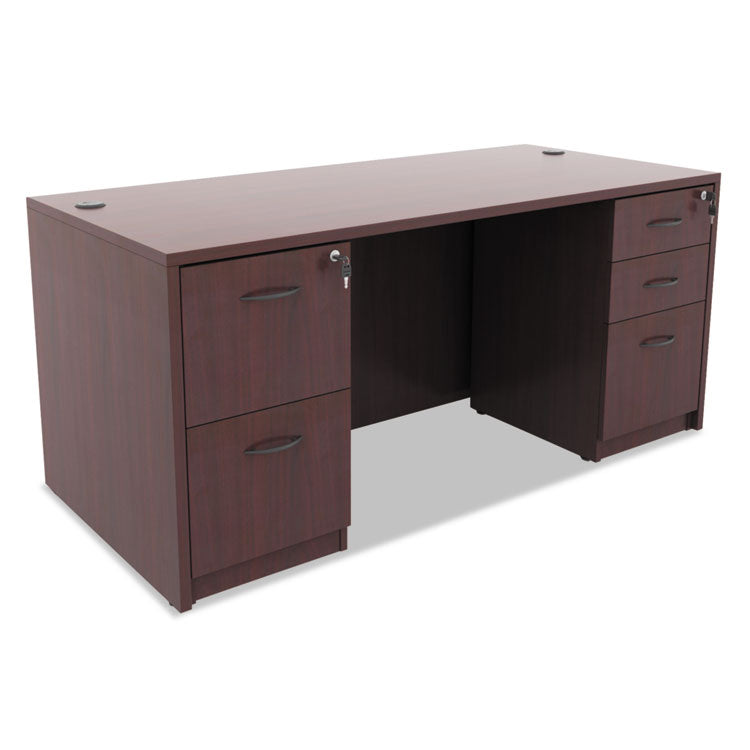 Alera Valencia Series Full Pedestal File, Left Or Right, 2 Legal/letter-Size File Drawers, Mahogany, 15.63" X 20.5" X 28.5"
