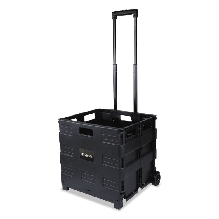 Collapsible Mobile Storage Crate, Plastic, 18.25 x 15 x 18.25 to 39.37, Black