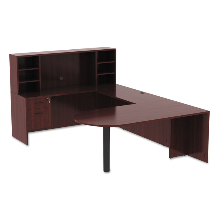 Alera Valencia Series D-Top Desk, 71" X 35.5" X 29.63", Mahogany