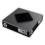 Public Square Recycling Container Lid, Square Opening, 15.25w x 15.25d x 2h, Black