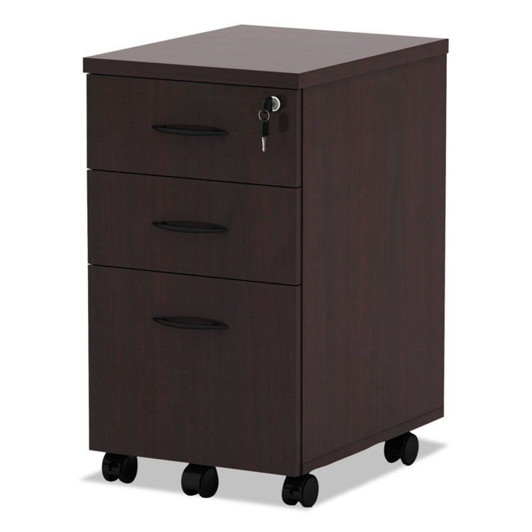 Alera Valencia Series Mobile Pedestal File, Left/right, 3-Drawers: Box/box/file, Legal/letter, Mahogany, 15.88 X 20.5 X 28.38