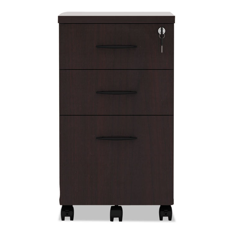Alera Valencia Series Mobile Pedestal File, Left/right, 3-Drawers: Box/box/file, Legal/letter, Mahogany, 15.88 X 20.5 X 28.38