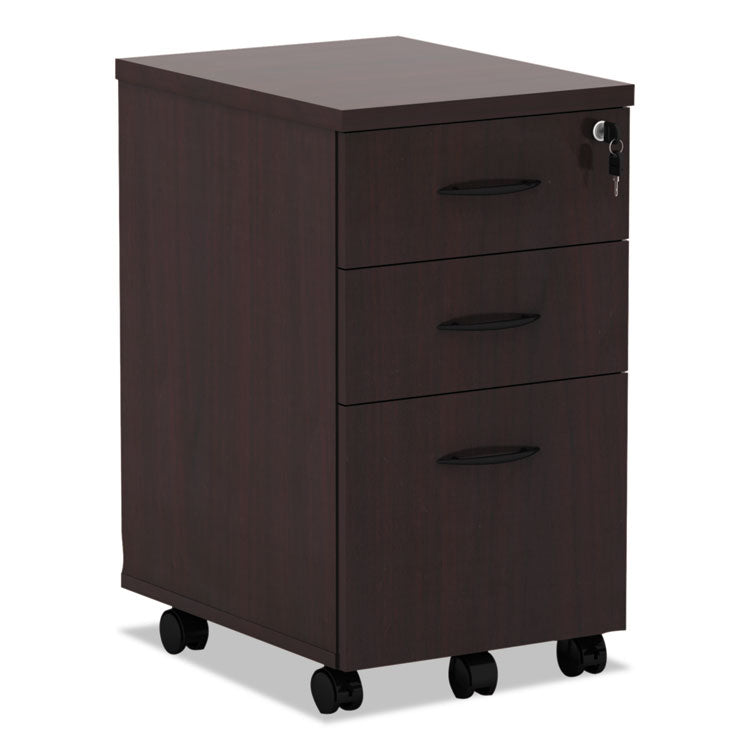 Alera Valencia Series Mobile Pedestal File, Left/right, 3-Drawers: Box/box/file, Legal/letter, Mahogany, 15.88 X 20.5 X 28.38