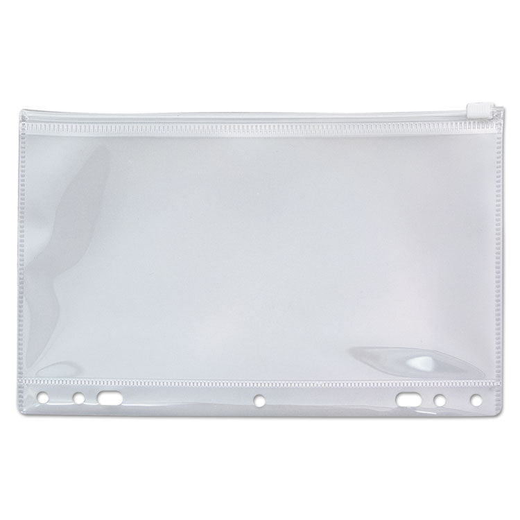 Zip-All Ring Binder Pocket, 2- to 7-Hole Punched, 6" x 9.5", Clear