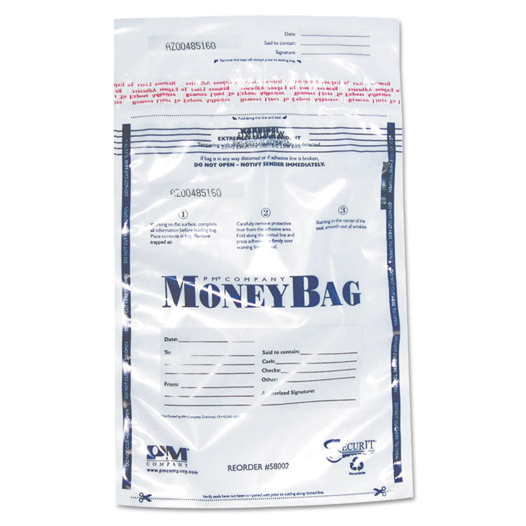 Tamper-Evident Deposit Bag, Plastic, 9 X 12, Clear, 100/pack