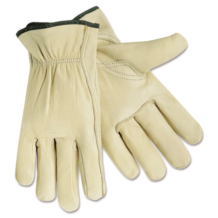 Top Grain Cowhide Leather Drivers Gloves, Gunn Cut, Keystone Thumb, X-Large, Beige, Pair