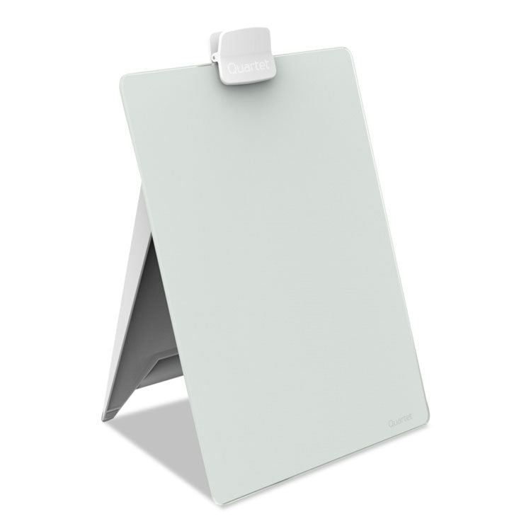 Glass Dry Erase Desktop Copy Holder, 20 Sheet Capacity, Glass/Plastic, White