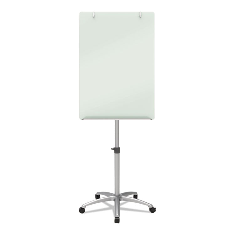 Infinity Glass Mobile Presentation Easel, 36" x 24", White Surface, Black/Gray Metal/Plastic Frame