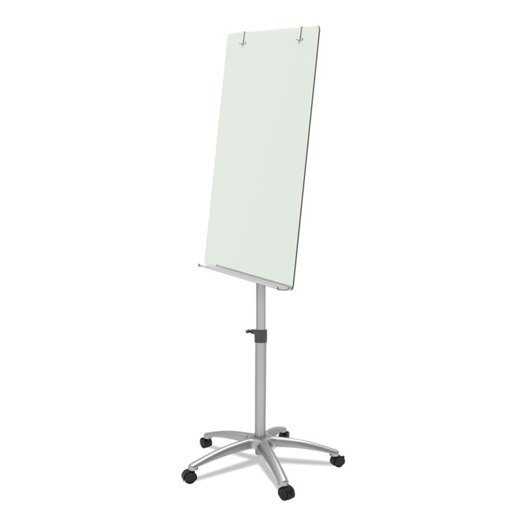 Infinity Glass Mobile Presentation Easel, 36" x 24", White Surface, Black/Gray Metal/Plastic Frame