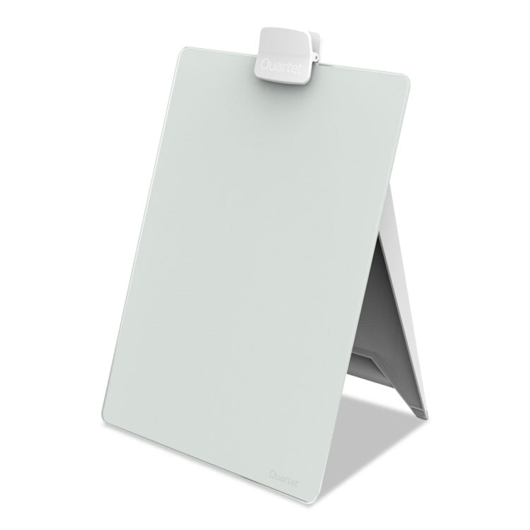 Glass Dry Erase Desktop Copy Holder, 20 Sheet Capacity, Glass/Plastic, White