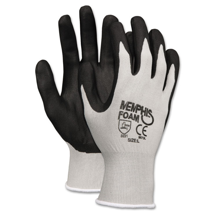 Economy Foam Nitrile Gloves, EN388: 3221, Large, Black/Gray, 12 Pairs