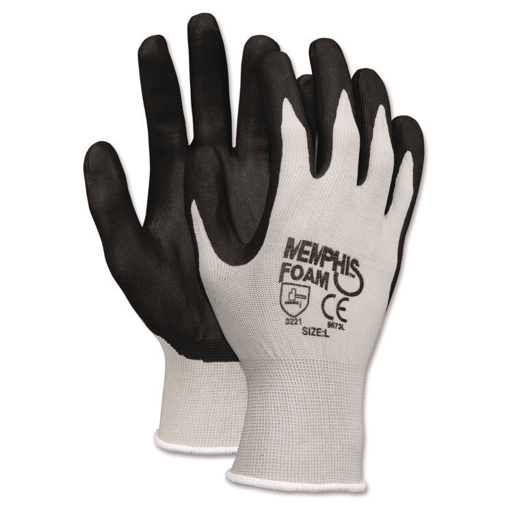 Economy Foam Nitrile Gloves, EN388: 3221, Medium, Black/Gray, 12 Pairs