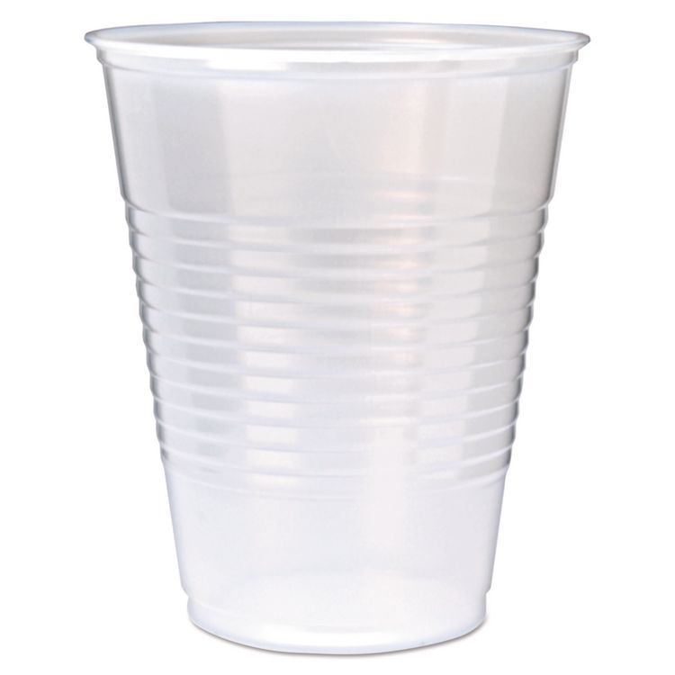 RK Ribbed Cold Drink Cups, 12 oz, Plastic, Translucent, 50/Sleeve, 20 Sleeves/Carton