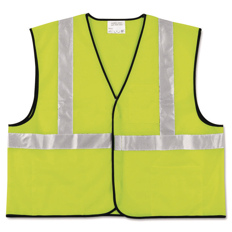Class 2 Safety Vest, Polyester, 2X-Large, Fluorescent Lime with Silver Stripe