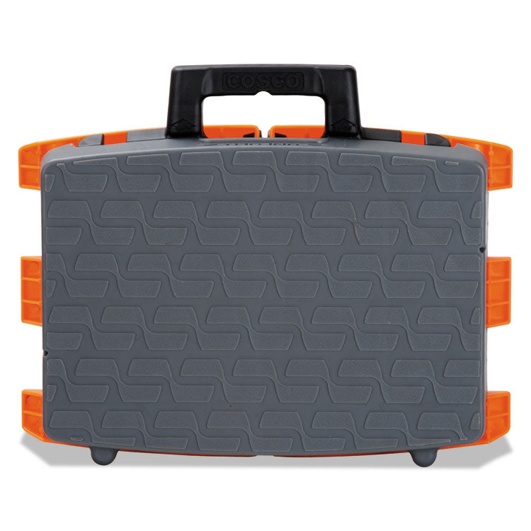 Folding Step Stool, 1-Step, 300 Lb Capacity, 8.5" Working Height, Orange/gray