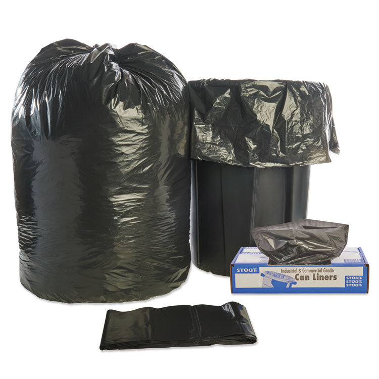 Total Recycled Content Plastic Trash Bags, 56 gal, 1.5 mil, 43" x 49", Black/Brown, 100/Carton