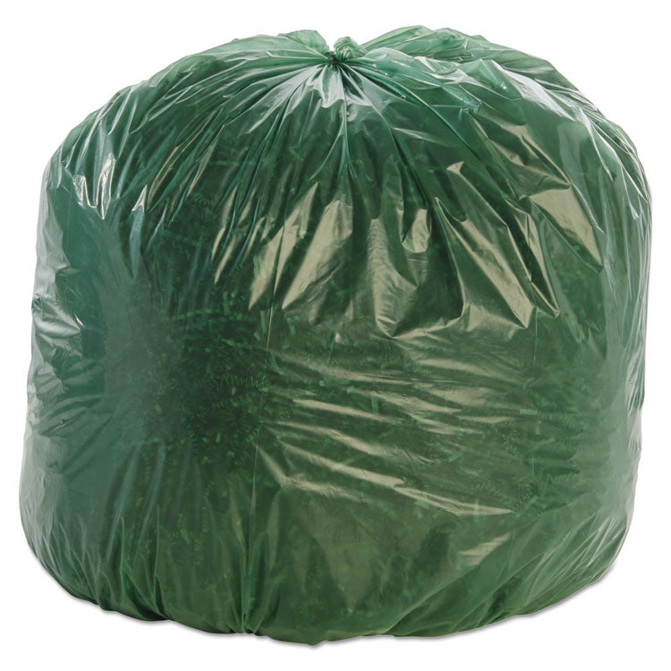 Controlled Life-Cycle Plastic Trash Bags, 33 Gal, 1.1 Mil, 33" X 40", Green, 40/box