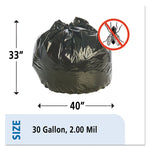 Insect-Repellent Trash Bags, 30 Gal, 2 Mil, 33" X 40", Black, 90/box