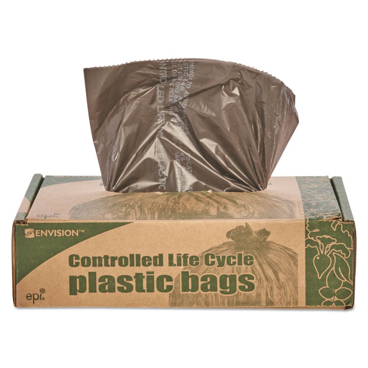 Controlled Life-Cycle Plastic Trash Bags, 30 Gal, 0.8 Mil, 30" X 36", Brown, 60/box