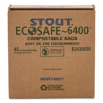 Ecosafe-6400 Bags, 13 Gal, 0.85 Mil, 24" X 30", Green, 45/box