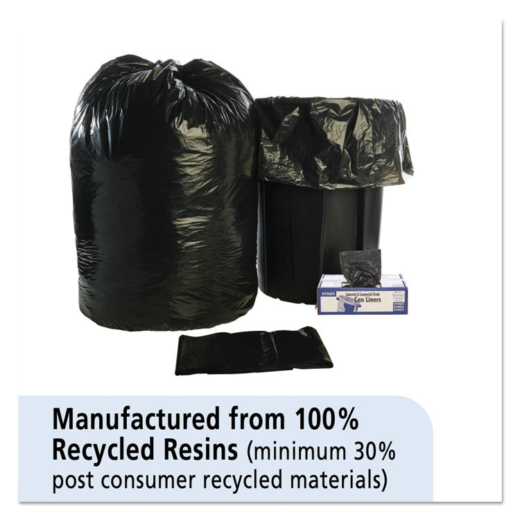 Total Recycled Content Plastic Trash Bags, 56 gal, 1.5 mil, 43" x 49", Black/Brown, 100/Carton
